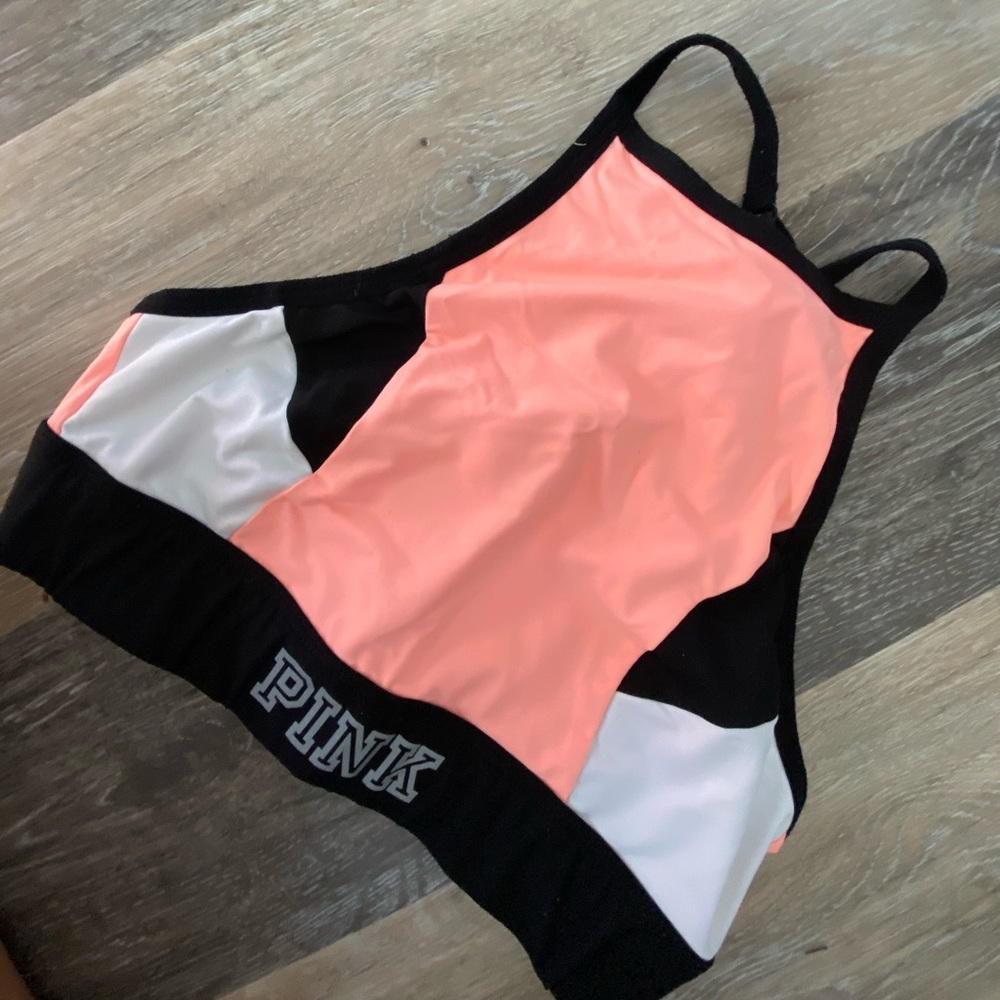 VS PINK- coral halter sports bra